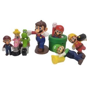 Nintendo Mario Bros Figures Luigi Peach Yoshi Small Toys Cake Toppers Set Lot